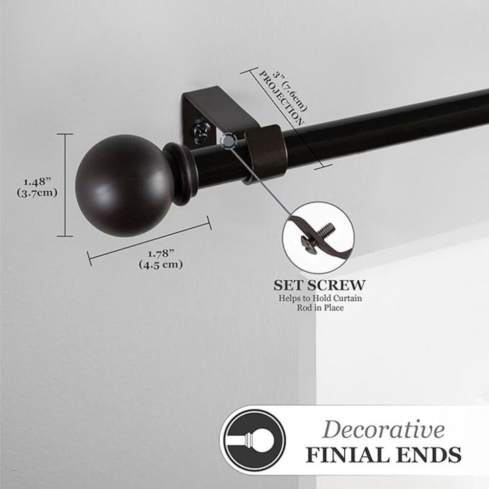Kenney Chelsea 5/8" Adjustable Curtain Rod 48 to 86 in Weathered Brown